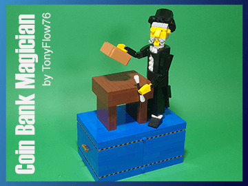 LEGO Automata - Coin Bank Magician by TonyFlow76 | building instructions and ready-to-build LEGO kit available on Planet GBC